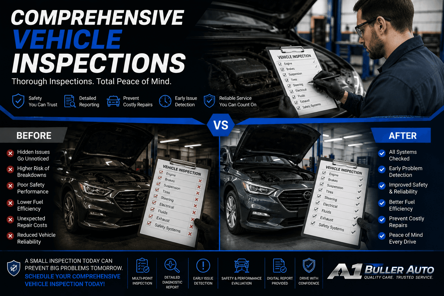 Comprehensive Vehicle Inspections service at A1 Buller Auto Collision