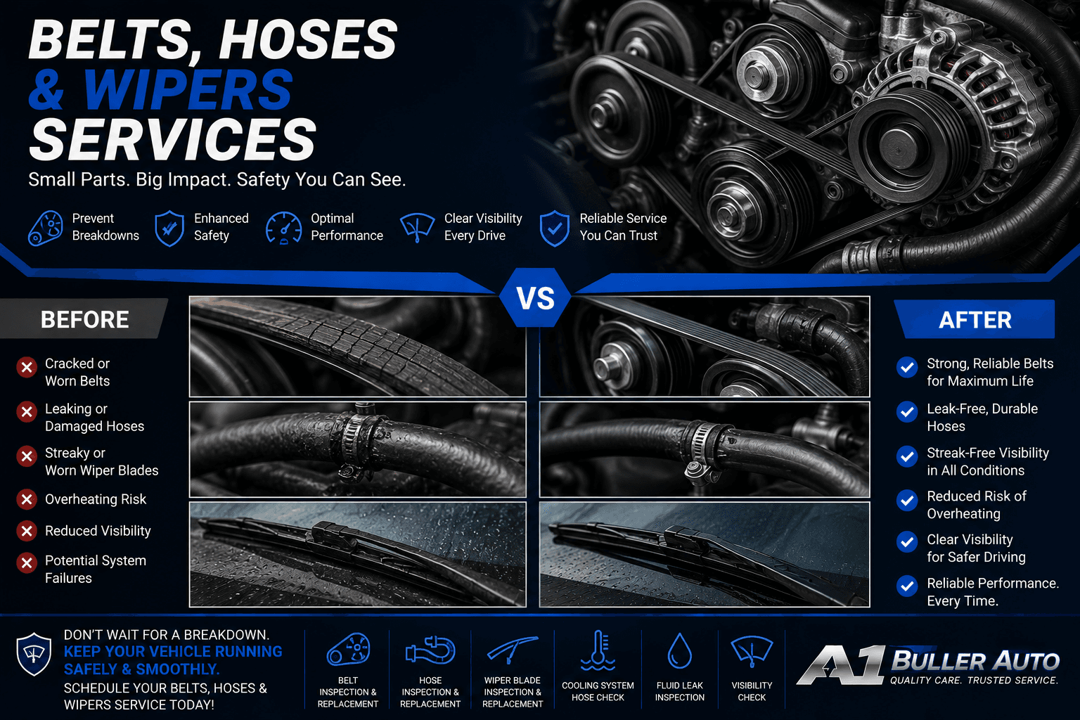 Belts, Hoses & Wipers service at A1 Buller Auto Collision