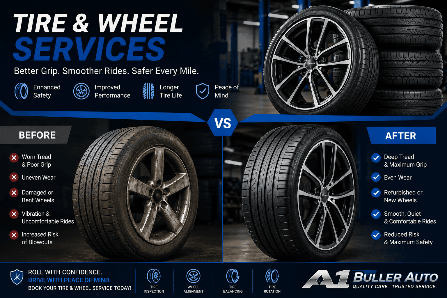 Tire & Wheel Services service at A1 Buller Auto Collision
